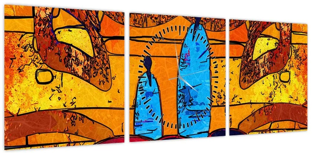 Obraz - Malarstwo starożytne (z zegarem) (90x30 cm)