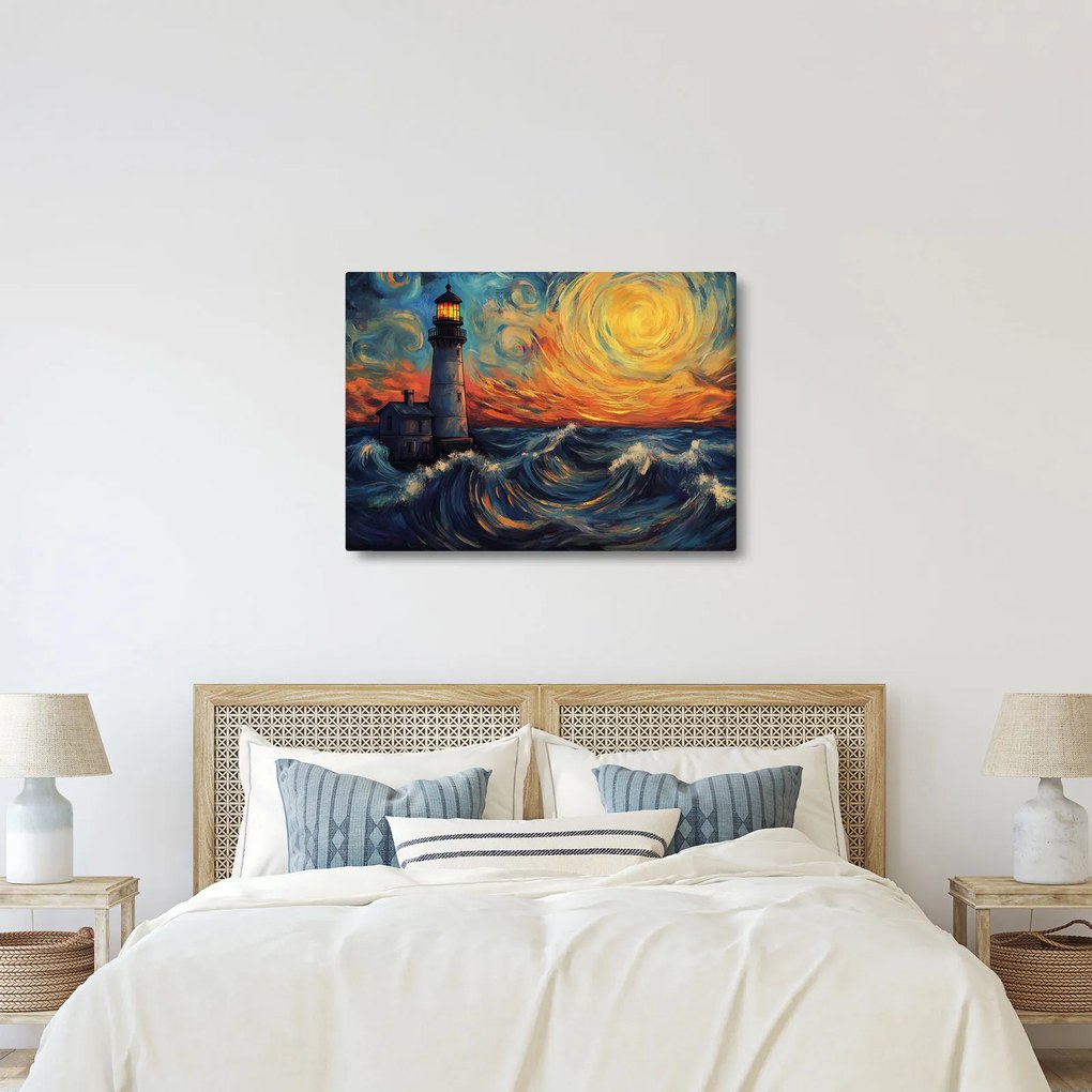 Obraz - Latarnia morska w falach (70x50 cm)