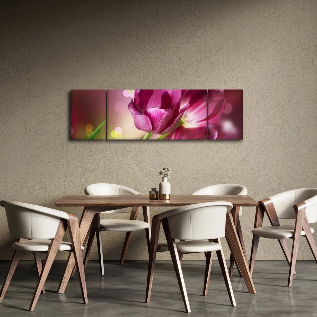 Obraz różowych tulipanów (170x50 cm)