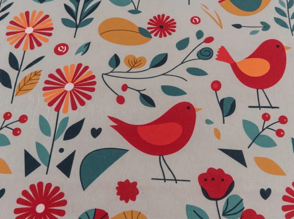 PrzytulneMieszkanie.pl Prześcieradło z mikrofibry RETRO BIRD kolorowe 180x200 cm
