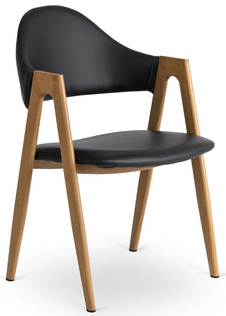 Krzesło Tapicerowane do Salonu WILLY Czarne Ekoskóra Nowoczesne Loft