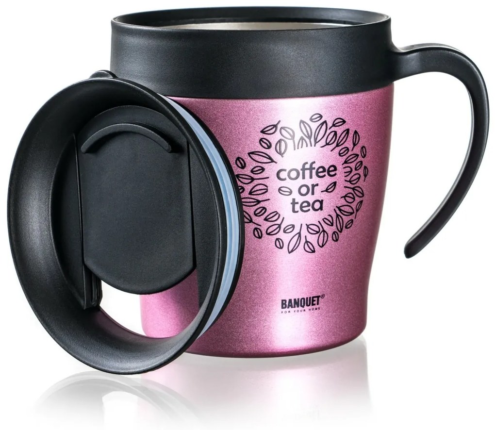 Banquet Kubek termiczny podróżny TAZZA 330 ml,różowy