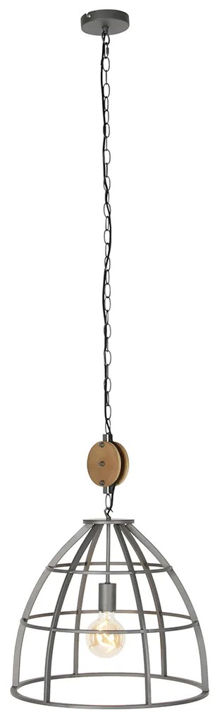 Inteligentna lampa wisząca ciemnoszara z drewnem 47 cm w komplecie z WiFi G95 - ArthurPrzemysłowy Oswietlenie wewnetrzne
