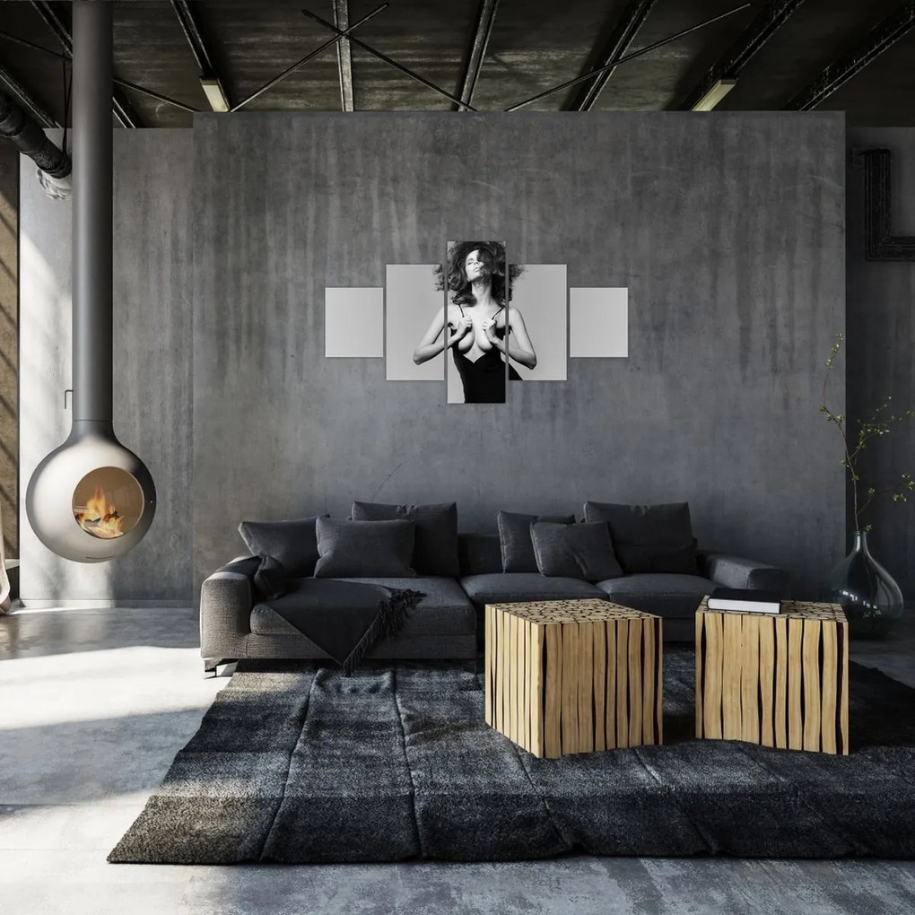 Obraz kobiety w czarnej sukience (125x70 cm)