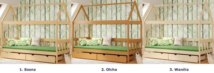 Łóżko dziecięce domek z drewna, wanilia S5-M51