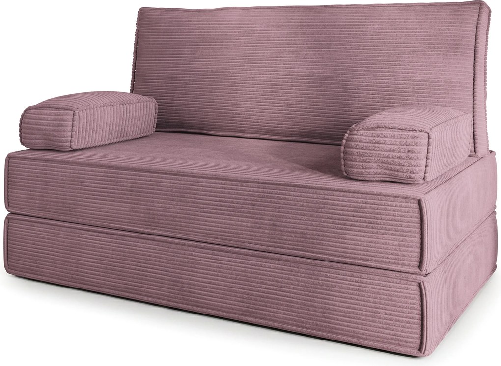 Masseno Sofa piankowa LADIA z funkcją spania, Kanapa z pianki do salonu, Bezmontażowa, Tkanina sztruksowa – Wrzosowy POSO 130