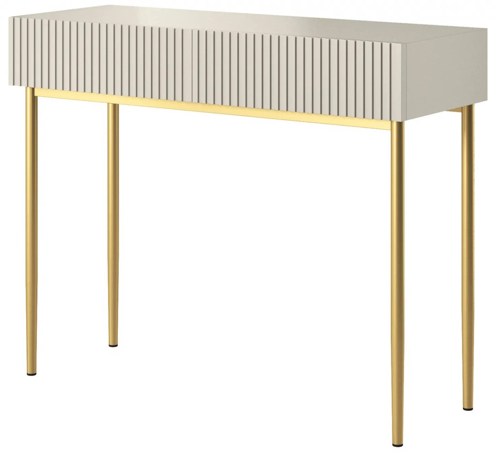 Toaletka Nicole 100 cm z szufladami - kaszmir / złote nóżki