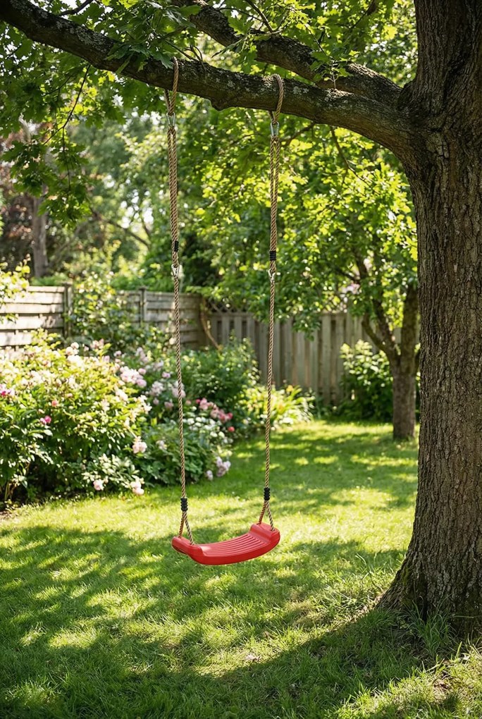 Czerwona wisząca huśtawka ogrodowa dla dzieci C2-D10