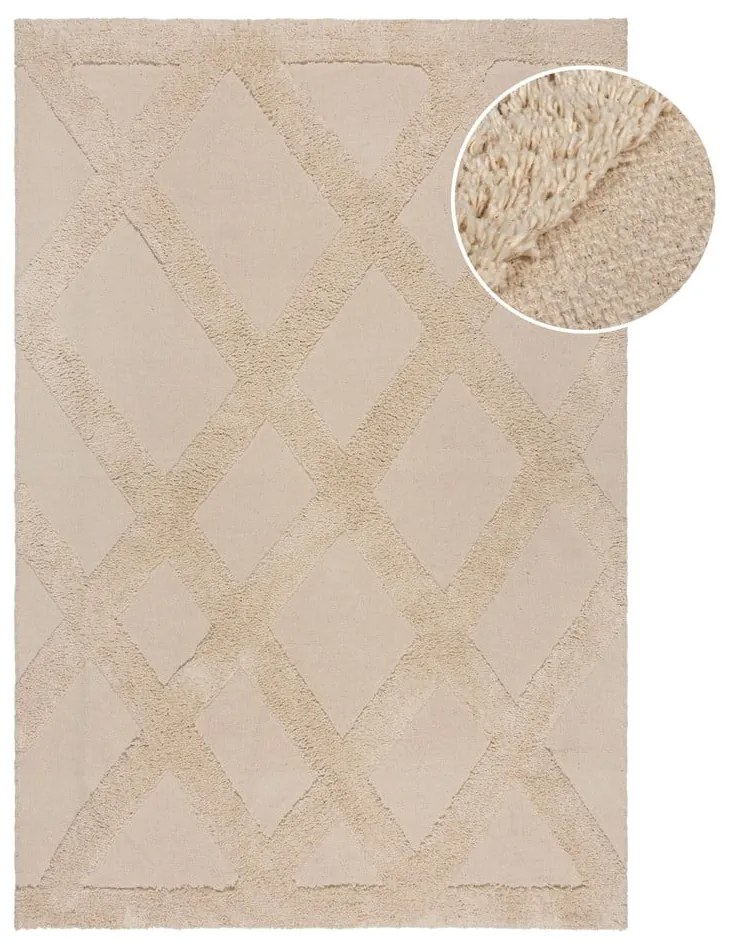 Beżowy bawełniany dywan 160x230 cm Tessa Diamond – Flair Rugs