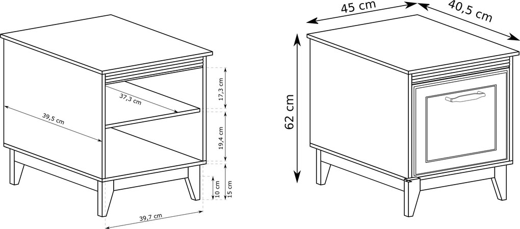 Szafka Nocna 229 CUNEO 45 cm Stolik Nocny do Sypialni