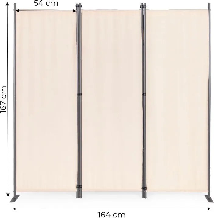 Parawan ogrodowy składany AW-022, 167x164 cm, 3-panelowy, kolor beżowy