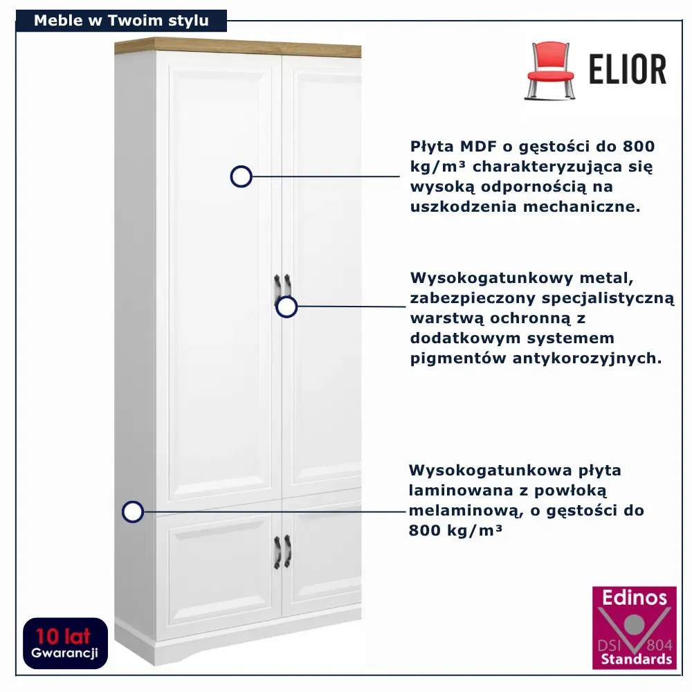 Szafa klasyczna z drążkiem biały + dąb harbor R4-A03