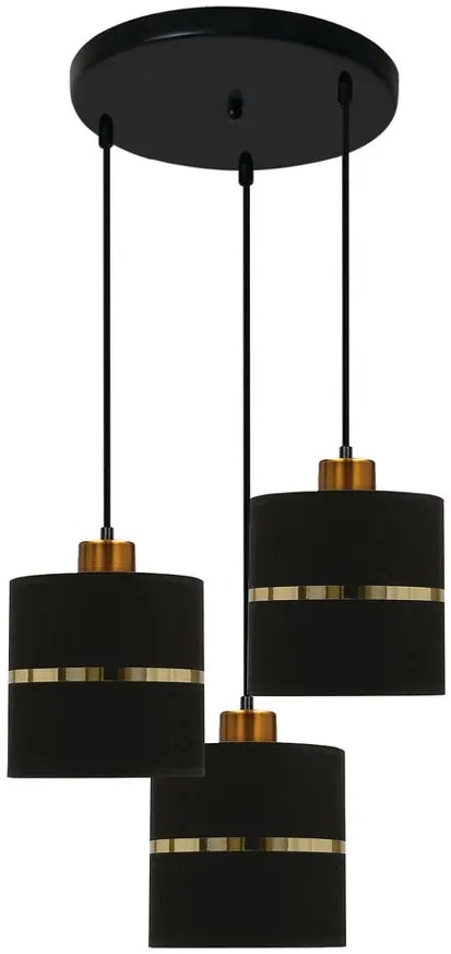 Potrójna lampa wisząca abażurowa na talerzu czarny + złoto - 7X Z38 G1-W72