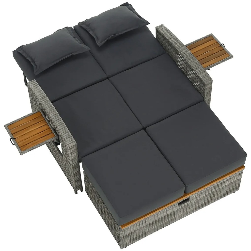 Sofa ogrodowa rattanowa MALORY, szary/naturalny