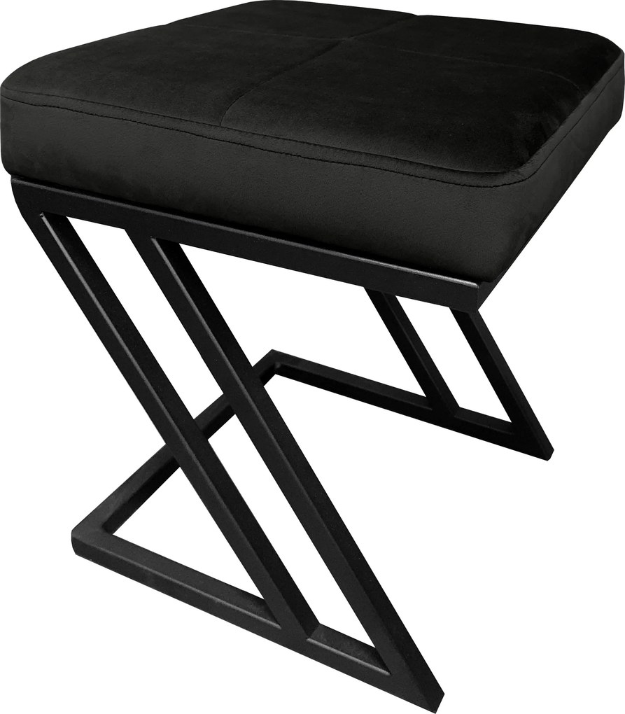Pufa ZETA tkanina Welur loft ławka podnóżek metal : Kolor Stelaża - Czarny , Kolor tkaniny - VELVET - MG19, Typ tkaniny - Velvet