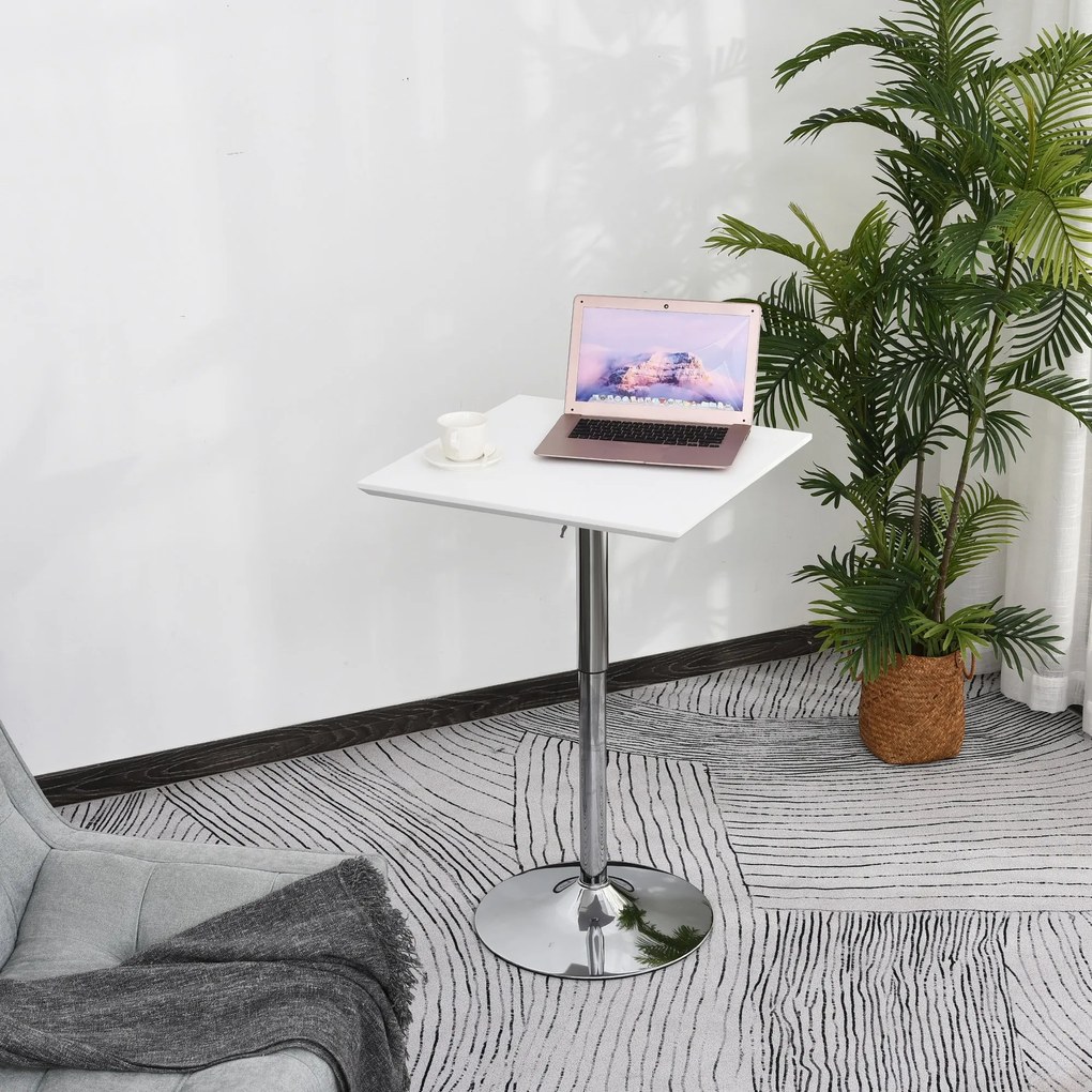 HOMCOM Stół barowy kwadratowy z regulacją wysokości biały stalowy do pubu i restauracji | Aosom PL