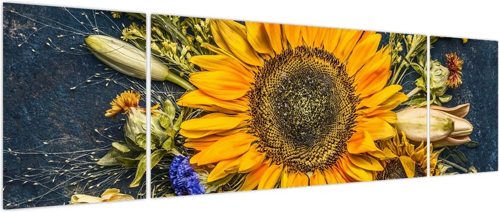 Obraz - Jesienne kwiaty (170x50 cm)