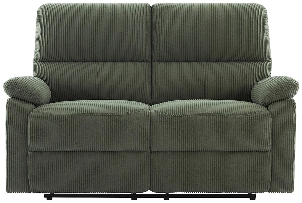 Kanapa 2-osobowa z elektryczną funkcją relax z zielonego sztruksu - LUNANO