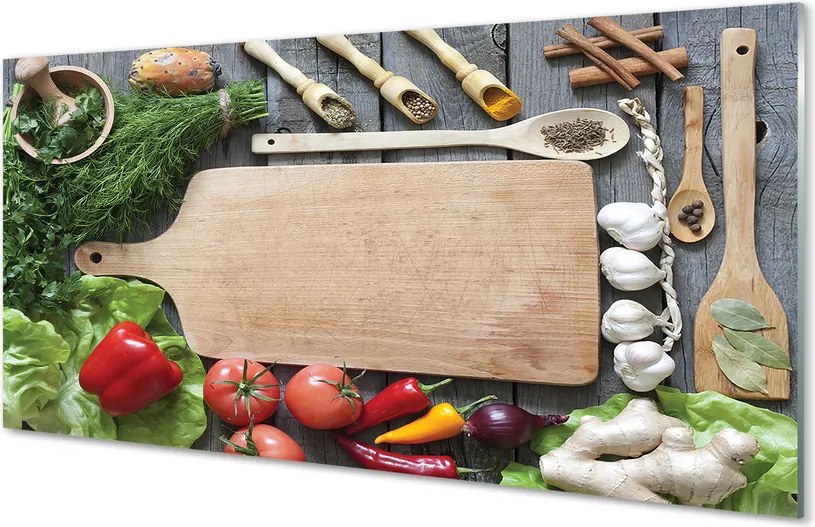Szklany Panel Przyprawy na Drewnianej Desce