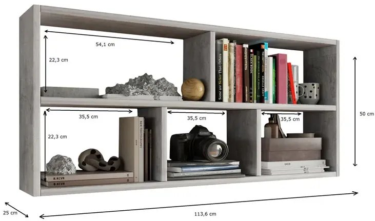 Nowoczesna półka na książki beton K2-E95