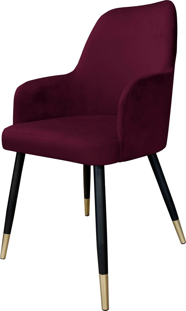 Krzesło WESTA tkanina Welur noga metalowa elegancki styl loftowy : Kolor nogi - Czano-złota stożek, Kolor tkaniny - VELVET - MG02, Typ siedziska - Siedzisko obrotowe 360°