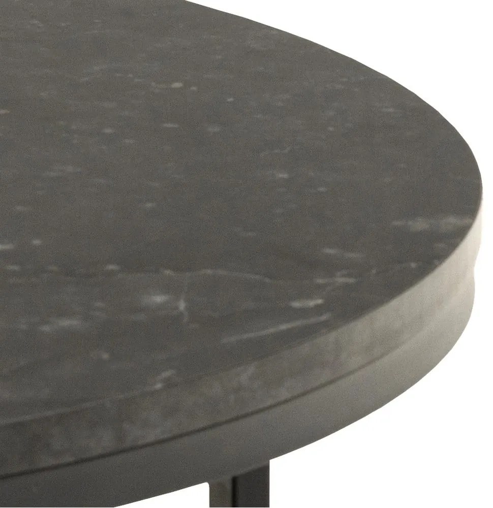 Czarny okrągły stolik z blatem w dekorze marmuru ø 80 cm Spiro – Actona