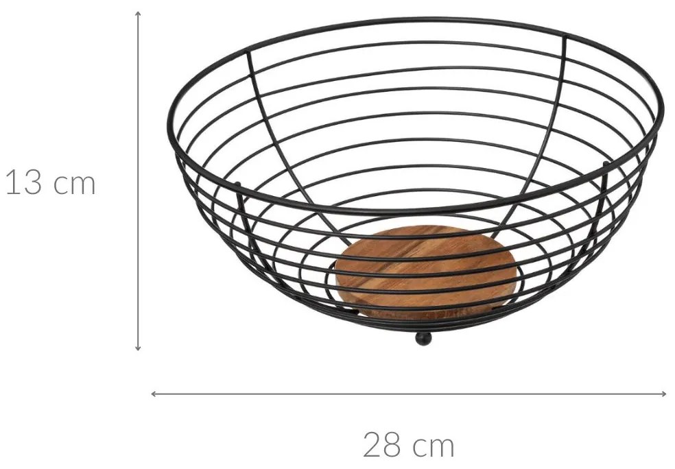 Metalowy kosz na owoce, czarny, Ø 28 cm