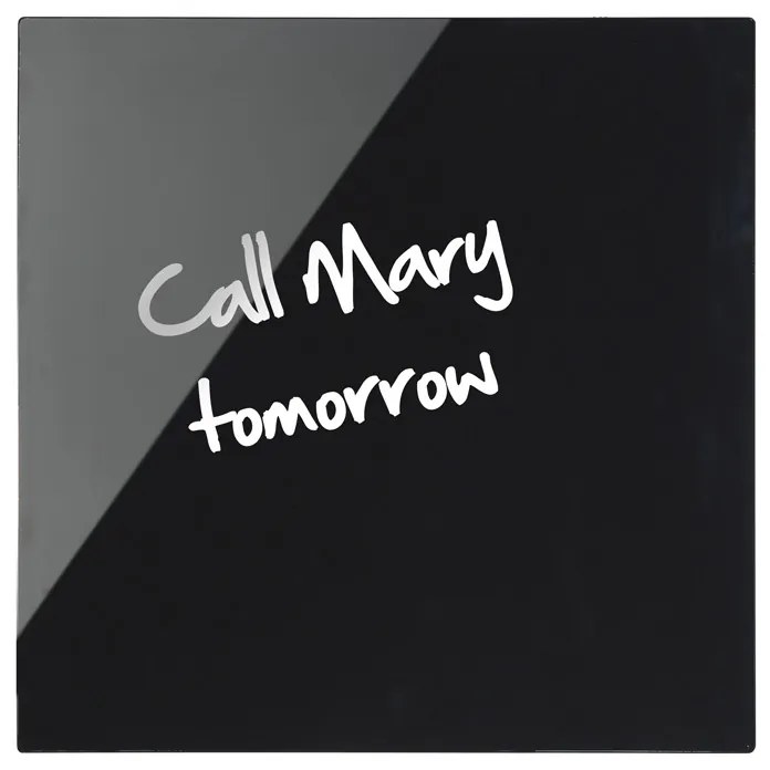 Szklana tablica do pisania na ścianę, magnetyczna, 480 x 480 mm, czarna