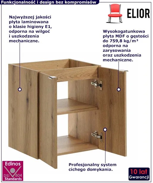 Szafka łazienkowa pod umywalkę w kolorze dębu - Dafo 10X 50 cm