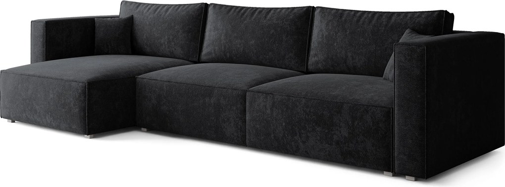 Masseno Narożnik TOLMO z funkcją spania i pojemnikiem na pościel Narozniki L, Rozkładana sofa - Czarny, LUMO 80