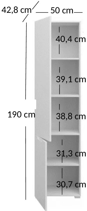 Biały wysoki regał słupek z półkami - Entido 8X
