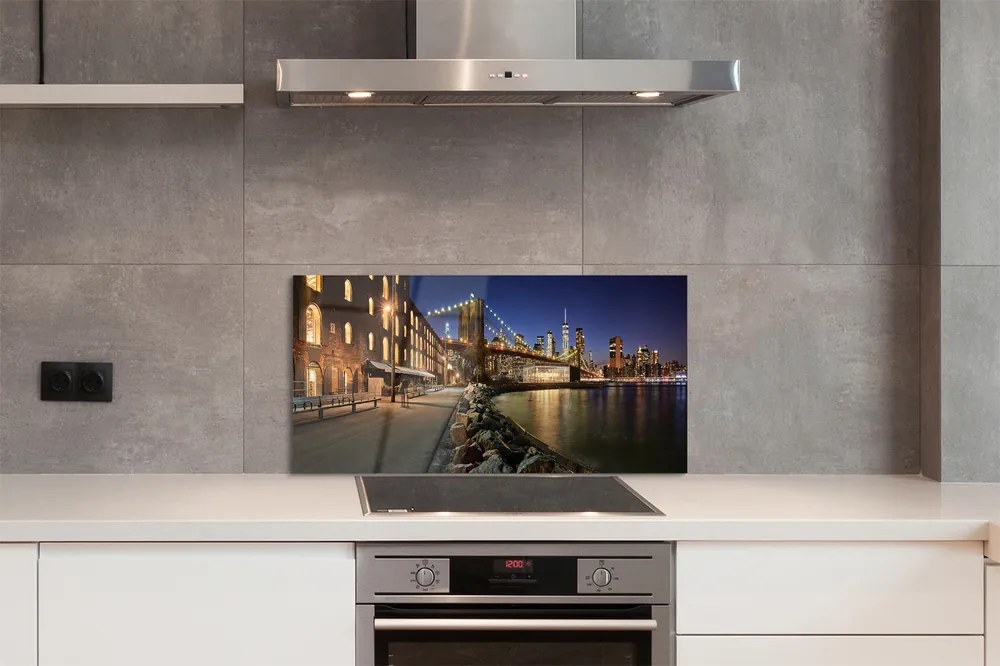 Panel szklany do Kuchni Nocne Odbicia w Rzece