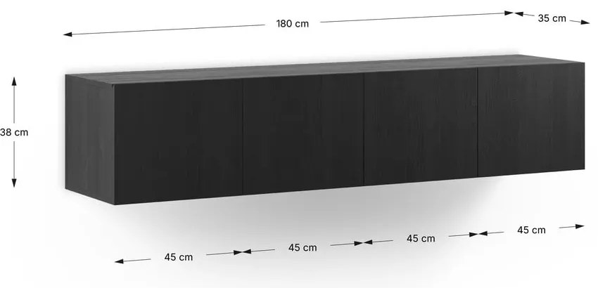 Czarna szafka pod TV 180x38x35 cm Daroca – Marckeric