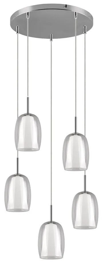 Lampa wisząca w kolorze srebra ze szklanym kloszem ø 48 cm Barret – Trio Select