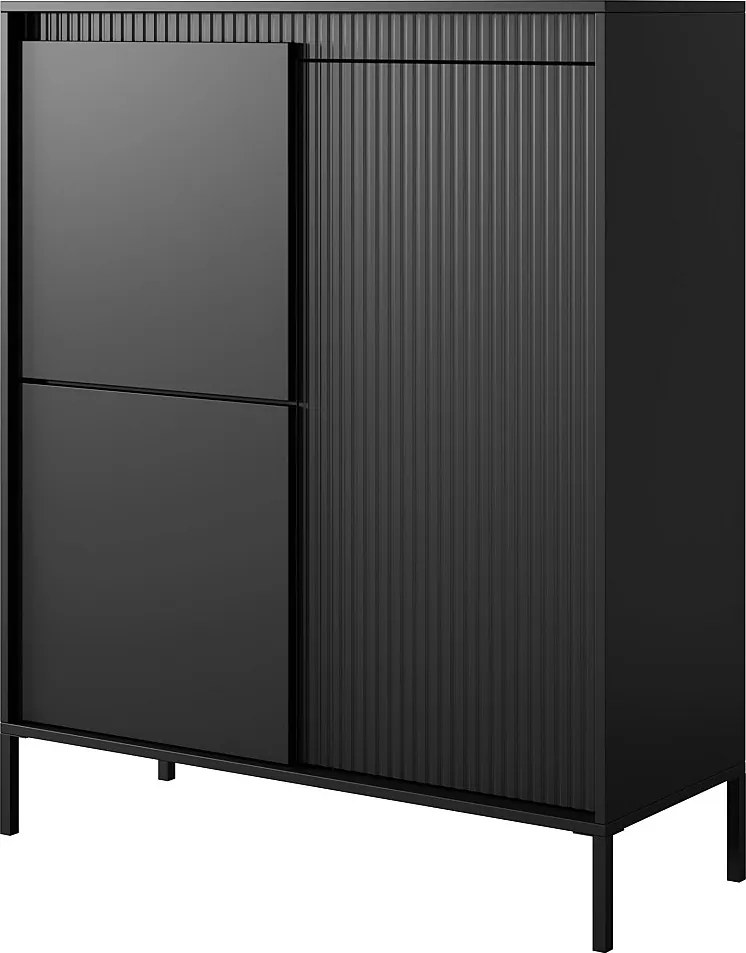 Komoda: 3 drzwi, czarna, 123,4 x 103,5 x 39,5 cm