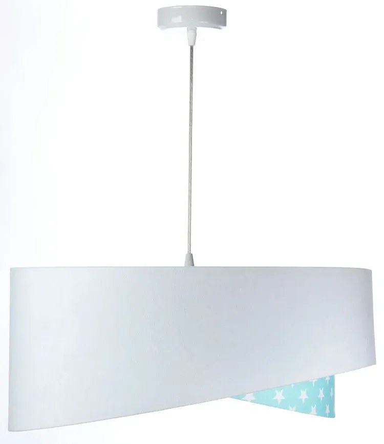 Biało-miętowa lampa wisząca welurowa - EX1000 A0-M00