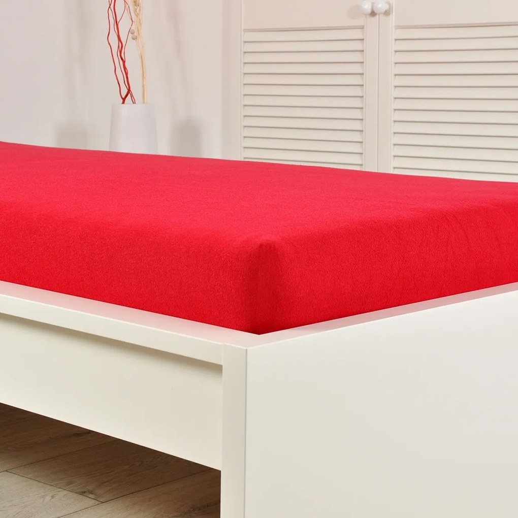 4Home prześcieradło frotte Ideal czerwony, 90 x 200 cm, 90 x 200 cm