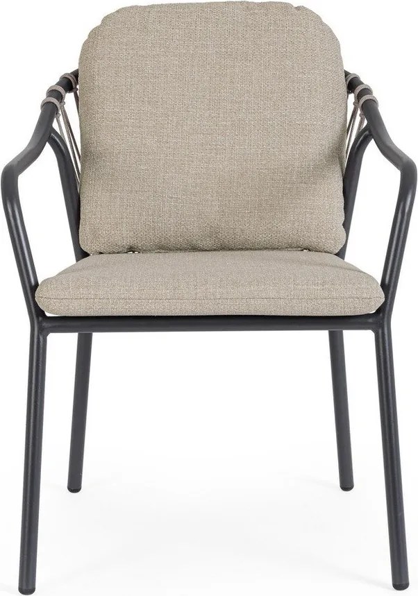 Jasnobrązowe metalowe krzesło ogrodowe Edvige – Bizzotto