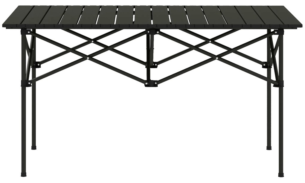 Outsunny Składany Stół Kempingowy z Rolowanym Blatem Ogrodowy z Aluminium Dla Dwie Osoby 95 x 55 cm Czarny