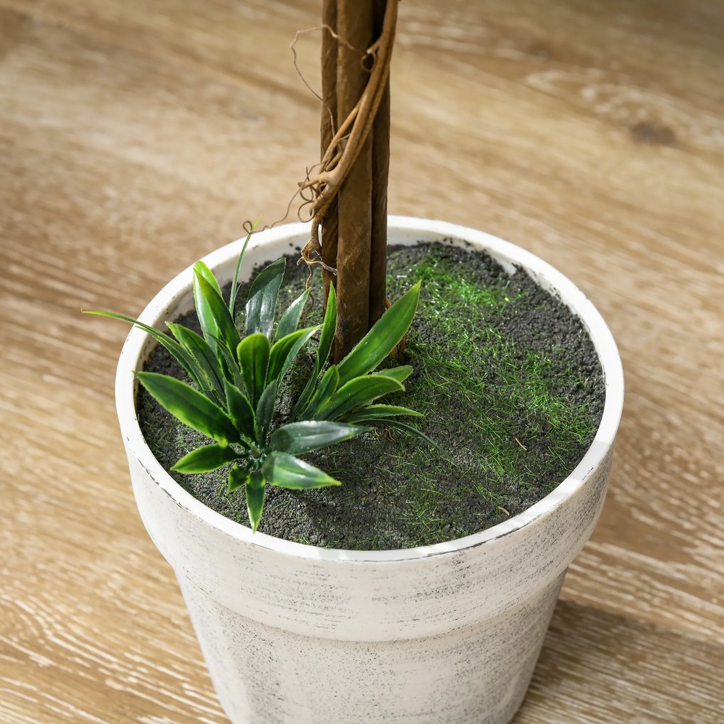 HOMCOM Zestaw 2 Sztucznych Drzewek Lawendowych, 60 cm Wysokości, Zawiera Donicę i Sztuczny Mech, Biały