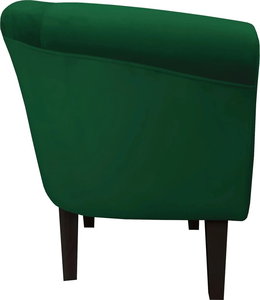 Fotel Milo tkanina Welur wygodny fotel tapicerowany do salonu i sypialni : Kolor nogi - Venge, Kolor tkaniny - VELVET - MG25, Wysokość nogi - 20 cm