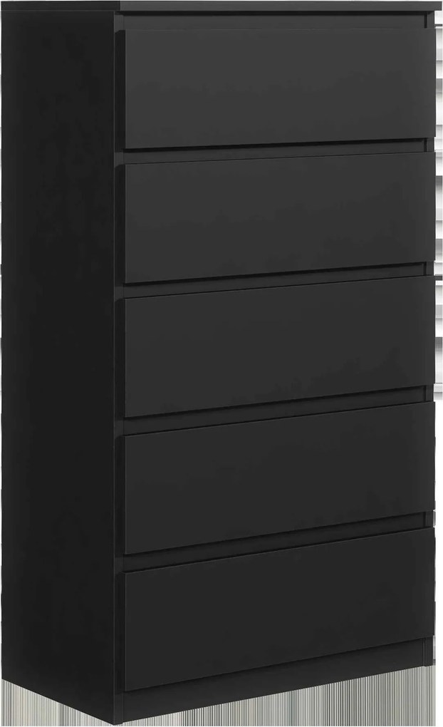 Komoda NUDO - Czarny / Front Czarny / Mat / 70 cm / 5 szuflad