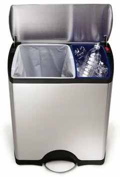 Simplehuman Prostokątny kosz na śmieci z pedałem,46 l, stal
