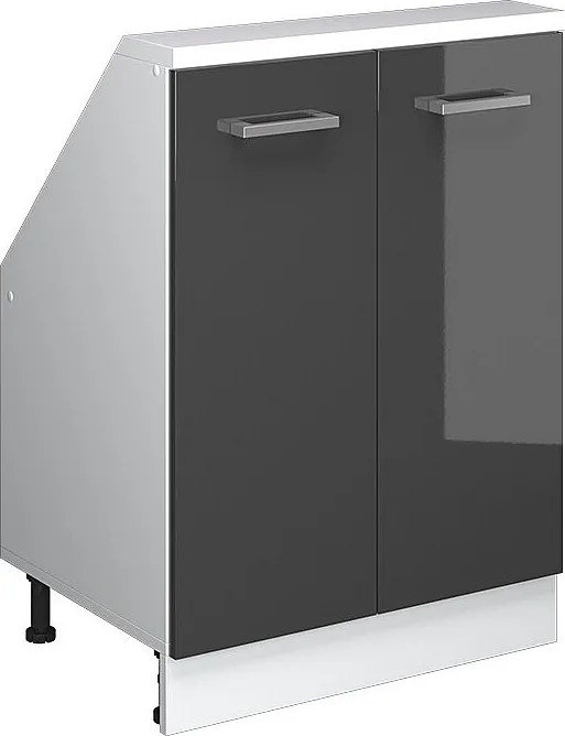 Szafka kuchenna na dach skośny antracyt wysoki połysk 60x46x81.6 r-line