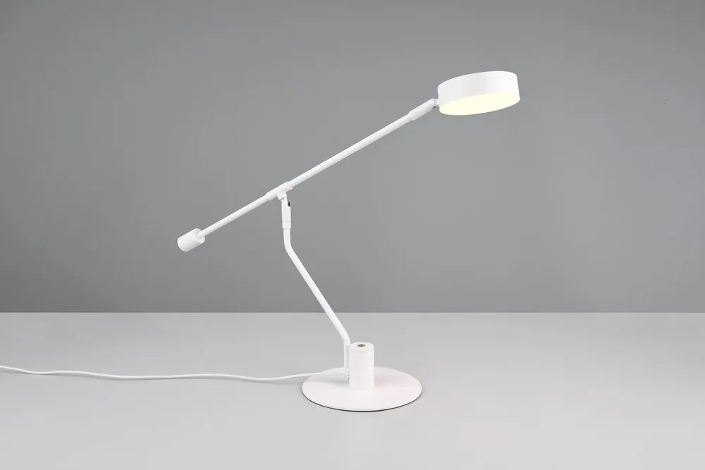 Lampa stołowa LED z elastyczną konstrukcją w matowym białym kolorze (wysokość 64 cm) Manduro – Trio