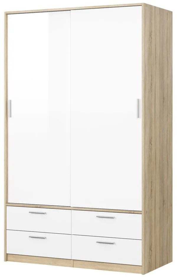Biało-naturalna szafa w dekorze dębu z drzwiami przesuwnymi 121x200 cm Line – Tvilum