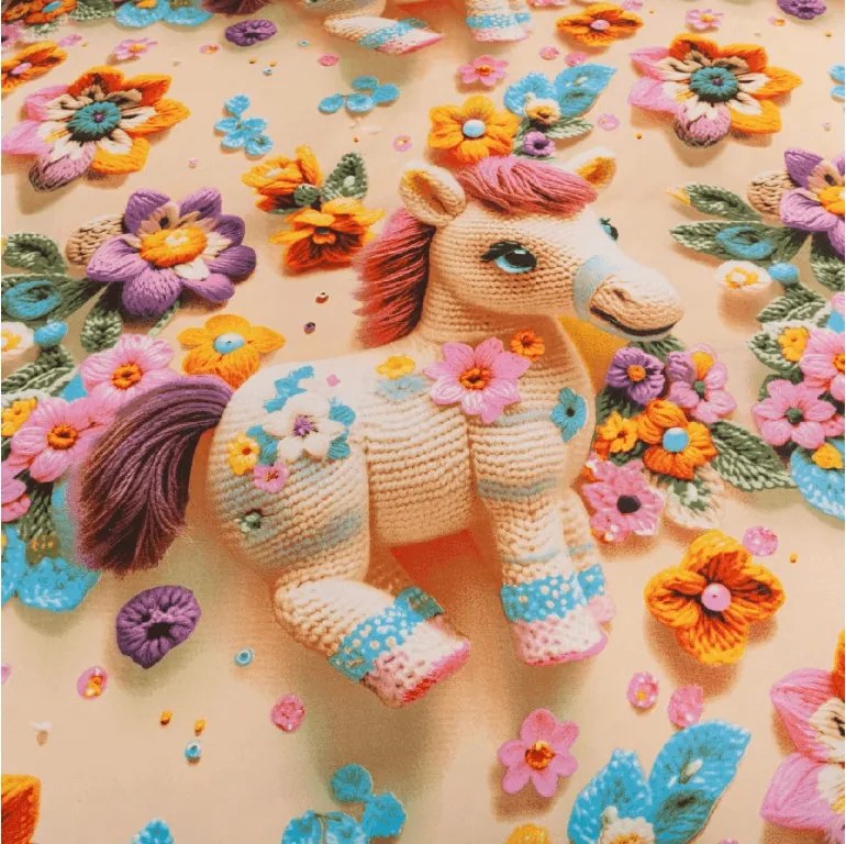 PrzytulneMieszkanie.pl PrzytulneMieszkanie.pl Dziecięca pościel z mikrofibry PONYBLOOM kolorowa Rozmiar pościeli: 70 x 80 cm | 140 x 200 cm