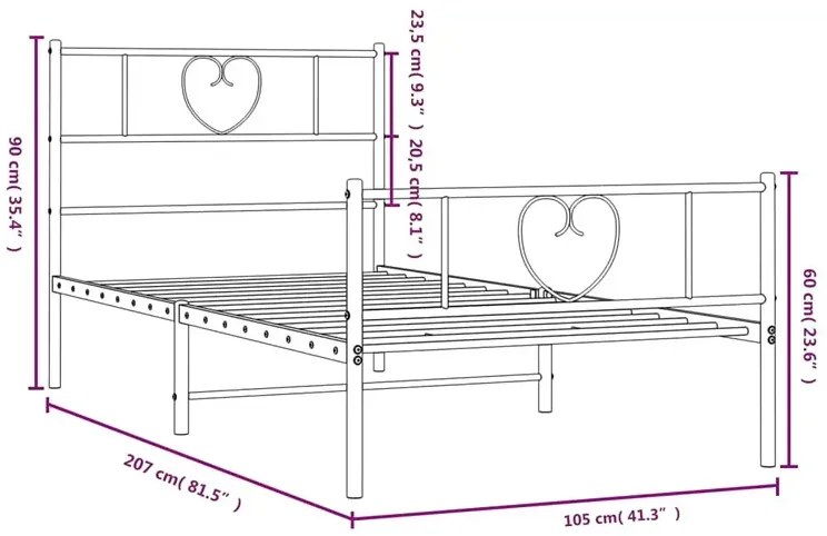 Czarne Loftowe Łóżko Z Metalu 100X200Cm S1-Z77
