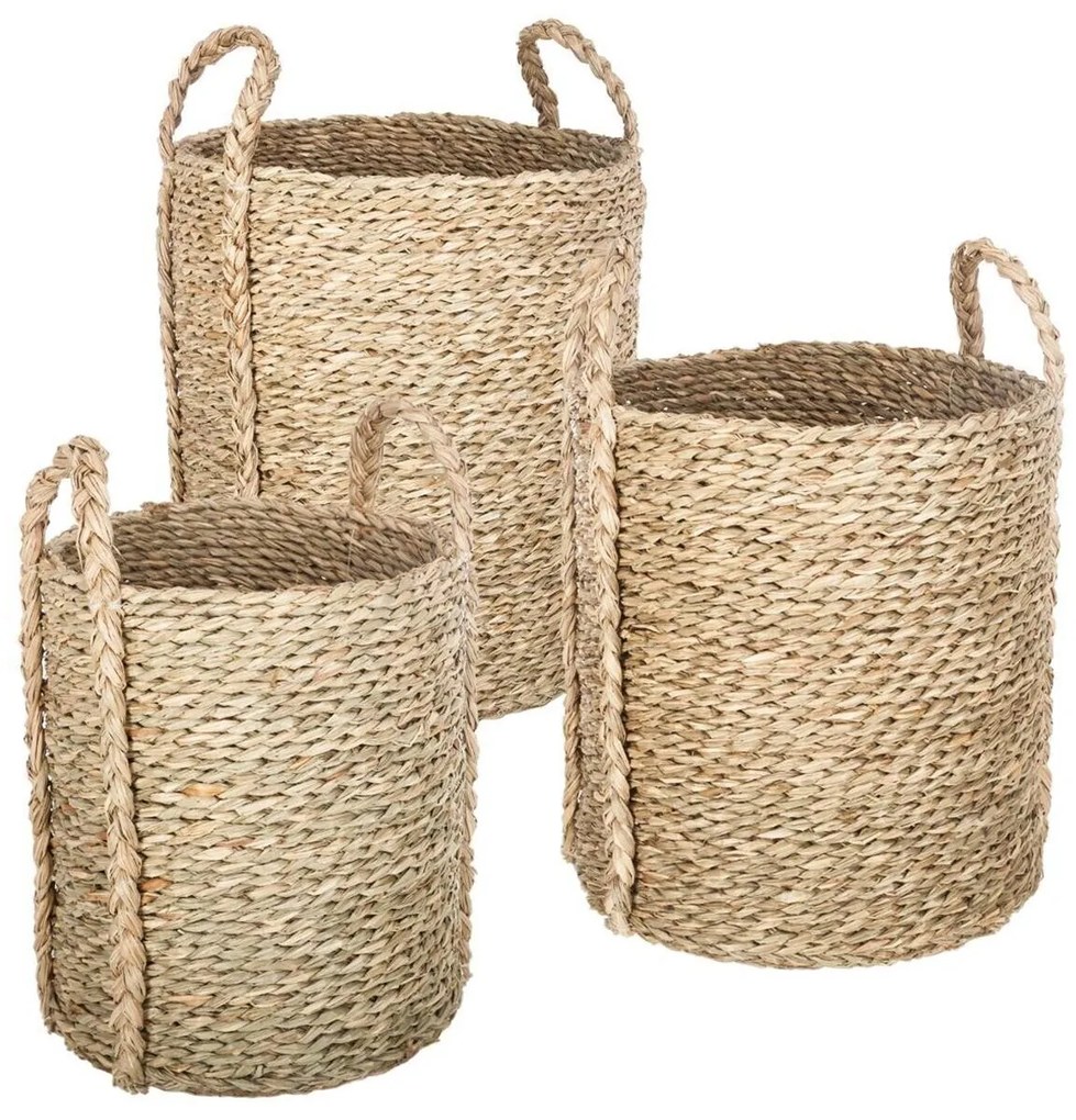 Zestaw 3 okrągłych koszy WICKER