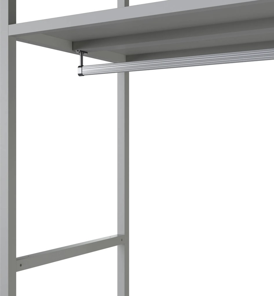 Regał biurowy otwarty z drążkiem na ubrania, do recepcji i poczekalni, metalowy, szary, 800x2200x400 mm: ARIEL